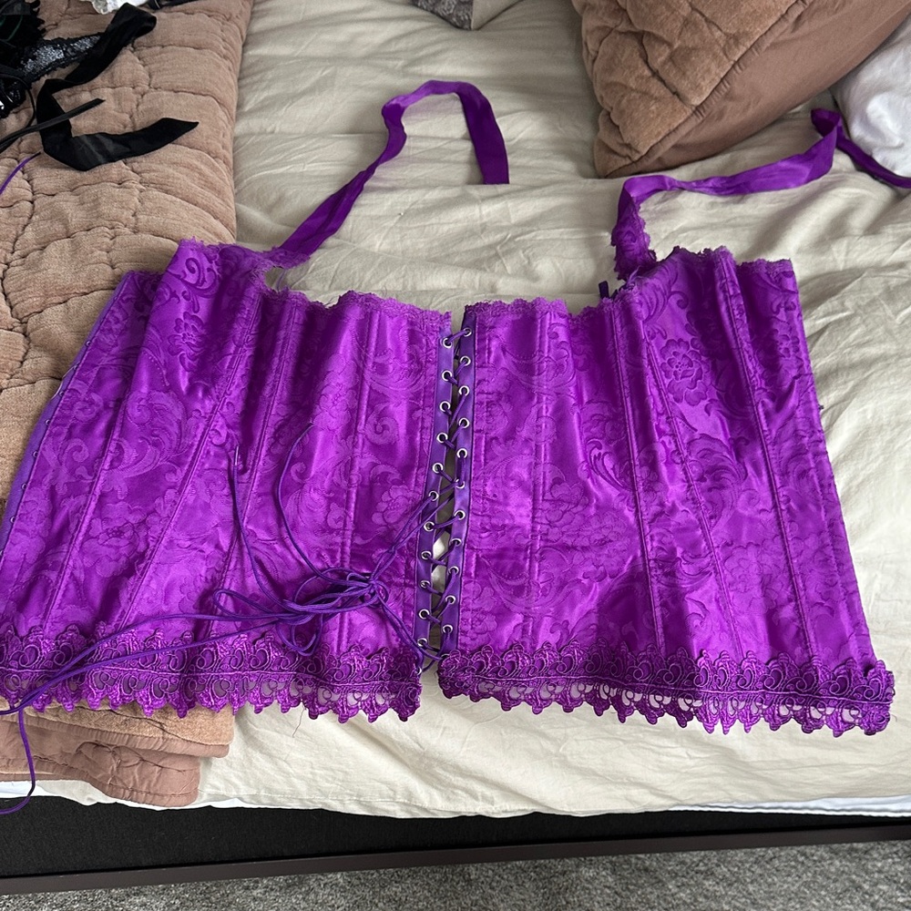 Frederick's of Hollywood Vibrant Purple Lace-Up Corset